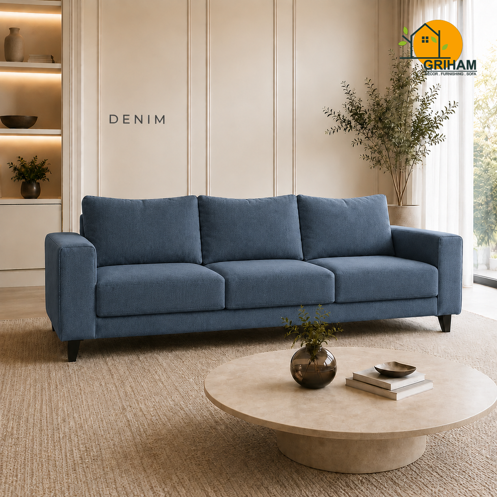 Nordic Everyday Sofa - 3 Seater in Denim | Griham Decor