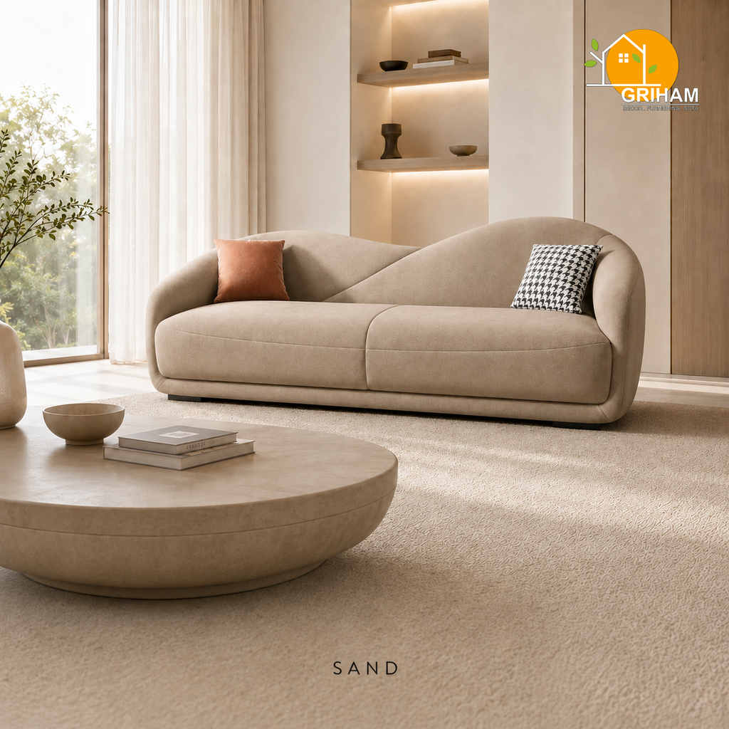 Serene Wave Sofa - 3 Seater in Sand | Griham Decor