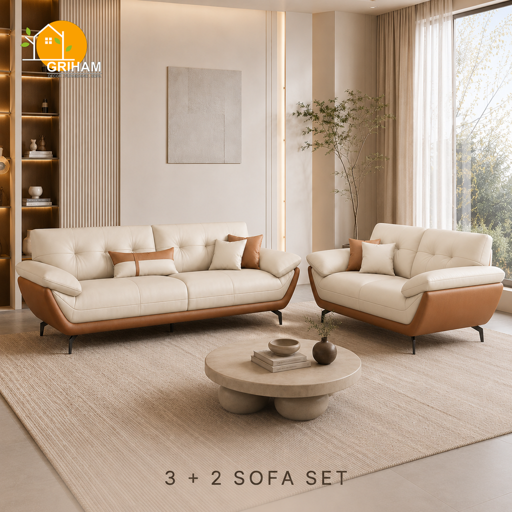 Monaco Curve Sofa - 3+2 Seater in Ivory | Griham Decor