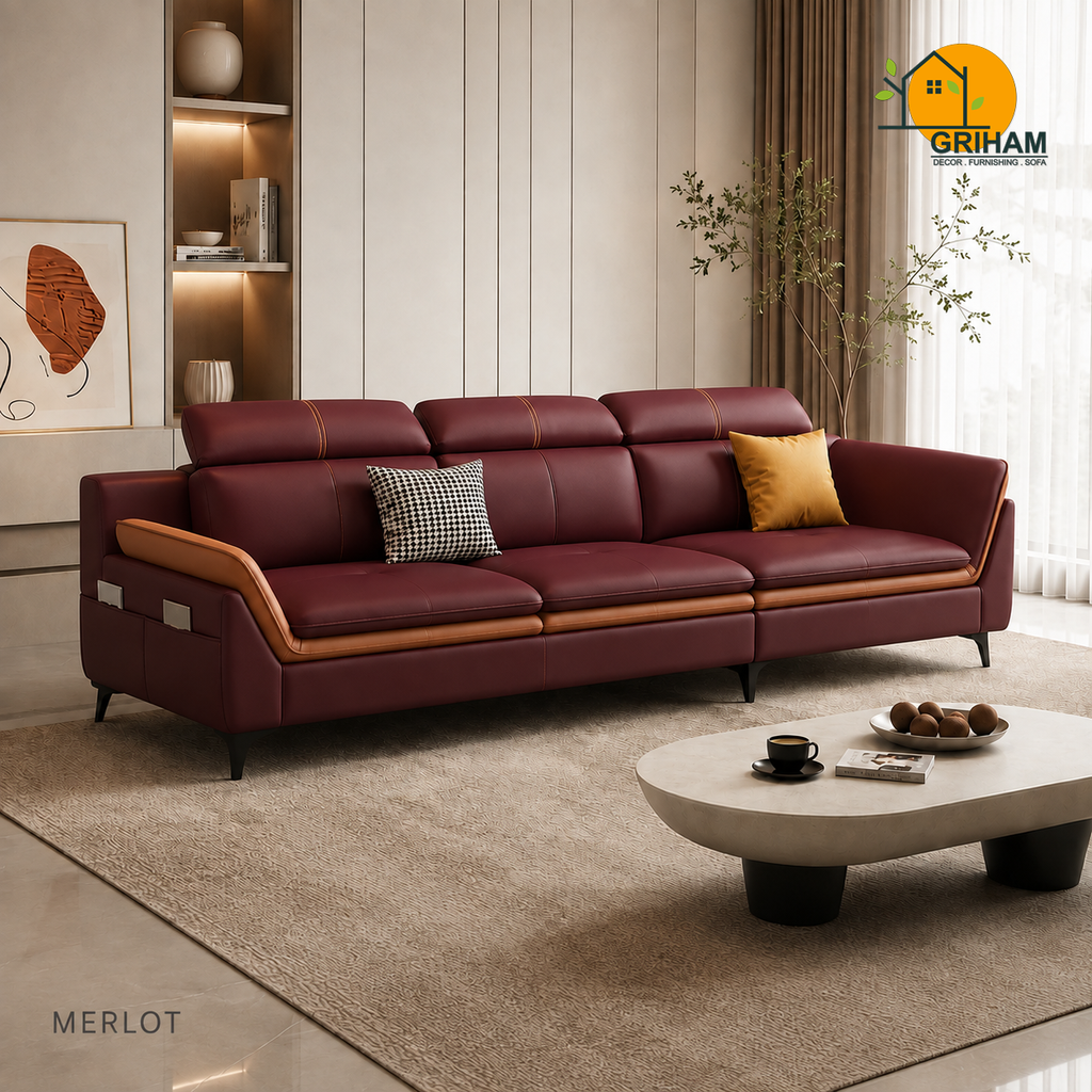 Aero Duo-Tone Sofa - 3 Seater in Merlot | Griham Decor