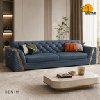 Imperial Diamond Sofa - 3 Seater in Denim | Griham Decor