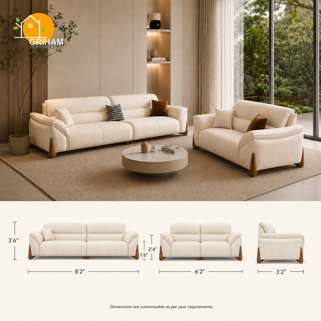 Kyoto Wood-Accent Sofa - product view 3 | Griham Decor