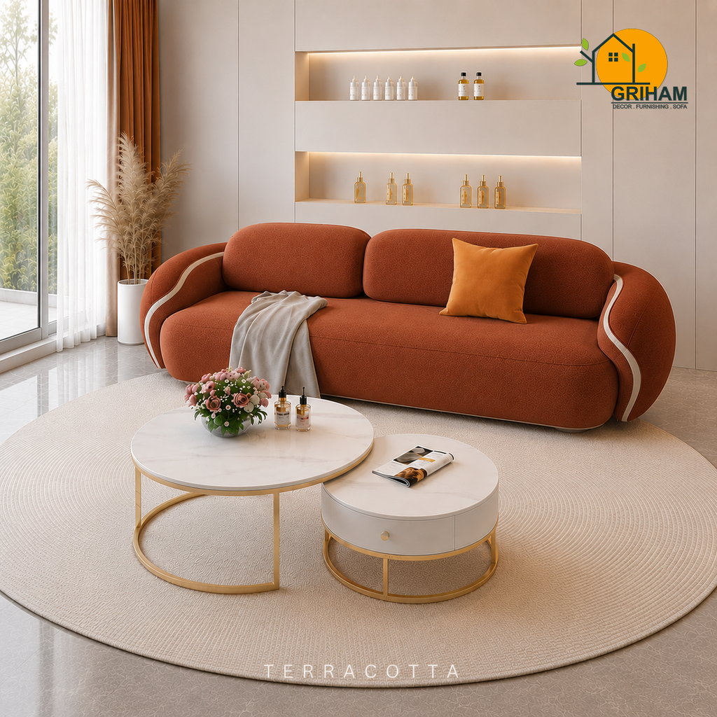 Lagoon Petal Sofa - 3 Seater in Terracotta | Griham Decor