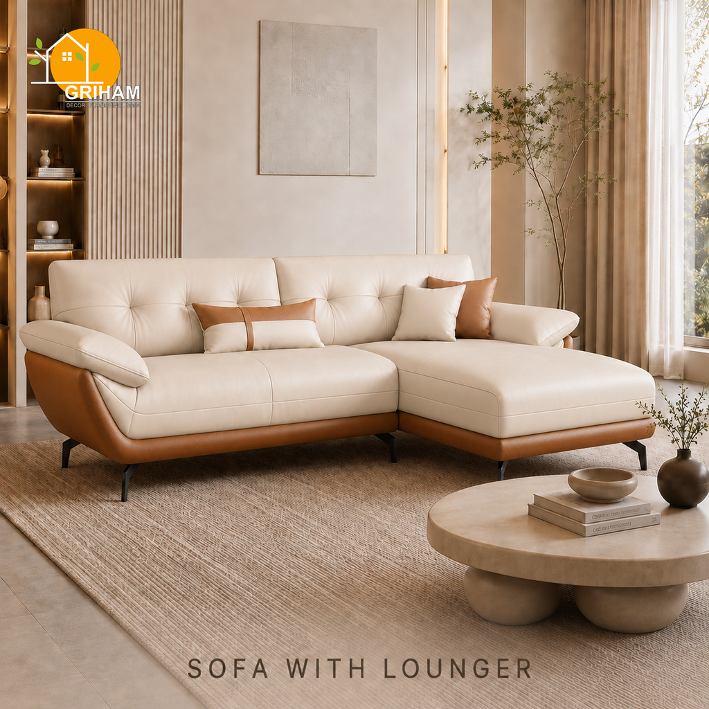 Monaco Curve Sofa - 3+Lounger in Ivory | Griham Decor