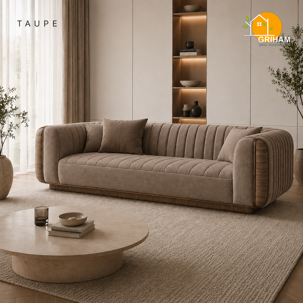 Riviera Channel Sofa - 3 Seater in Taupe | Griham Decor