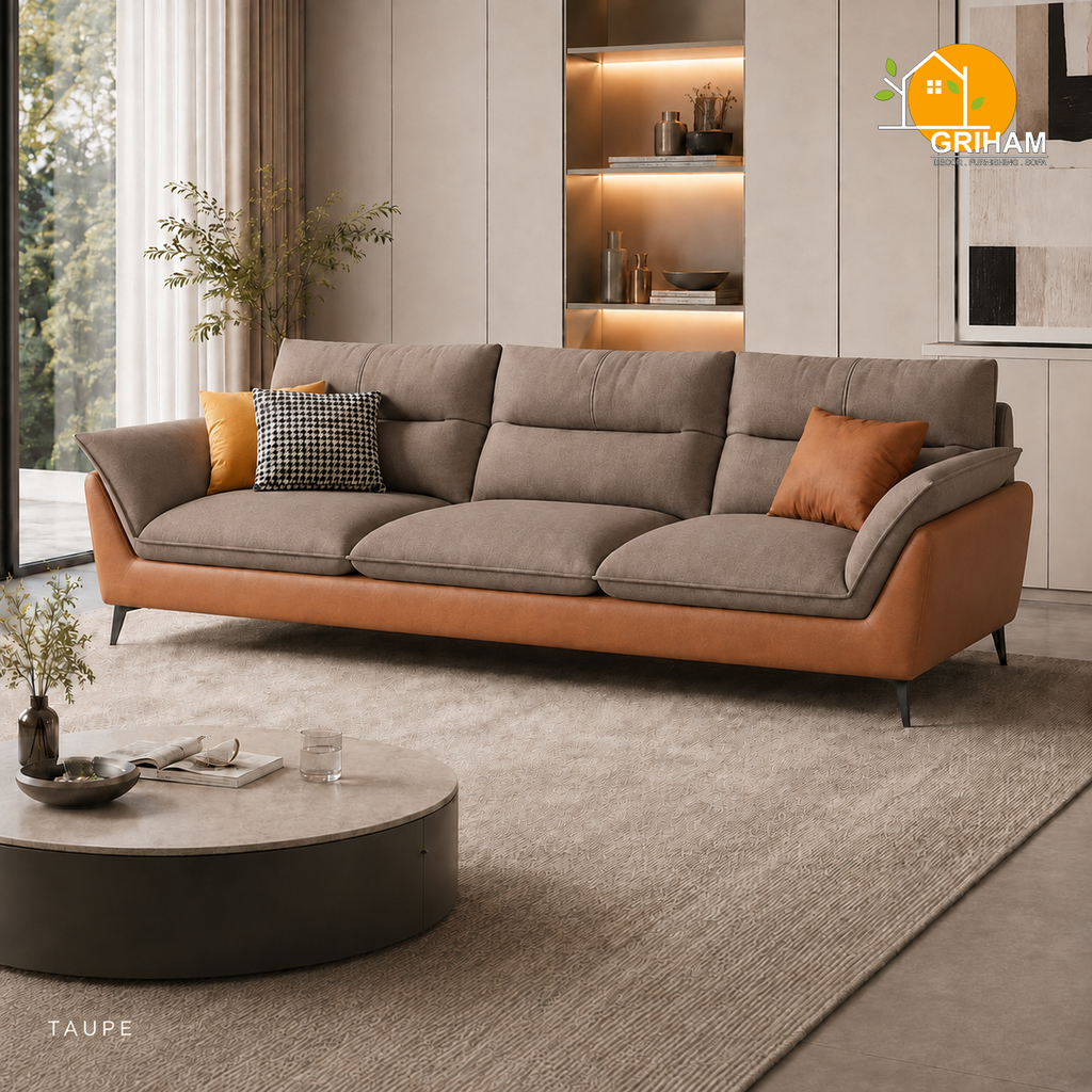 Sienna Wing Sofa - 3 Seater in Taupe | Griham Decor
